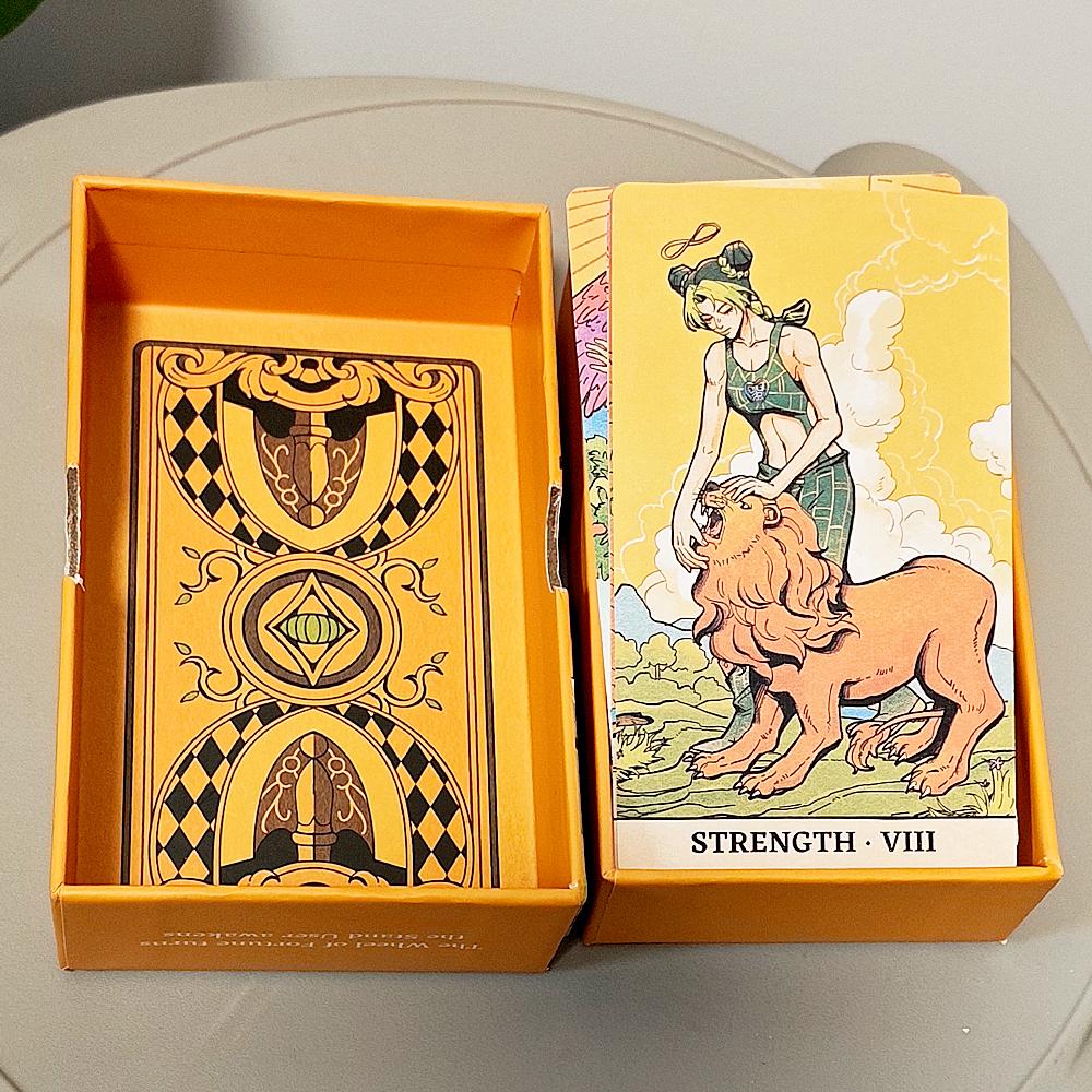 JOJO Tarot Cards Deck in Rigid Box, 80 Pcs Double-Sided Embossed Anime Tarot Cards Bizarre Adventure Tarot Deck 12x7cm