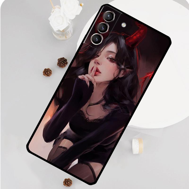 Aesthetic Devil Woman Bad Girl Phone Case For Samsung Galaxy S26 S23 Ultra S20 S21 S22 S24 S25 Plus S10 S25 FE Funda Cover