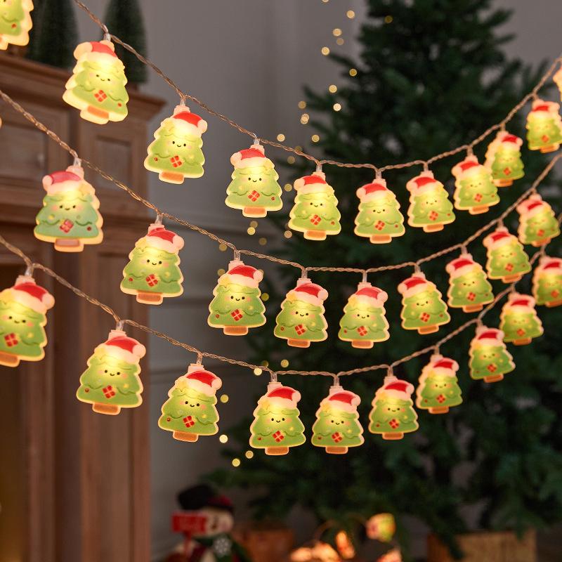 2025 LED Santa & Snowman String Lights for Christmas Trees & Windows - Festive Holiday Decoration
