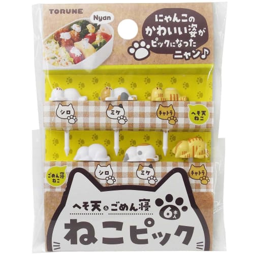 Torne Cat Picks (6-Pack) - Cute Cat-Shaped Picks for Lunch Boxes (P-3637)