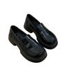 Black Retro Small Leather Shoes for Women's Autumn New Thick Heel Platform Loafer with Skirt