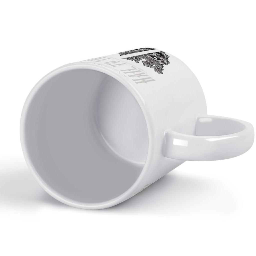 11oz Weiße Kaffeetasse mit glänzend bedruckten Seiten, glatter Keramik-Haptik und hitzebeständigem Körper für die Trinkroutine zu Hause oder bei der Arbeit