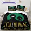 Leon Muster Bettwäsche Steppdecke Set Bettbezug Kissenbezug Heimdekoration Geburtstagsgeschenk (1 Bettbezug + 2 Kissenbezüge, ohne Füllung)