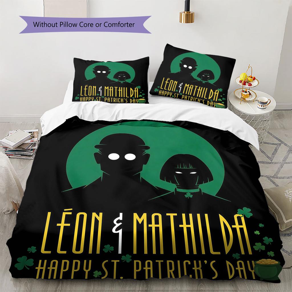 Leon Muster Bettwäsche Steppdecke Set Bettbezug Kissenbezug Heimdekoration Geburtstagsgeschenk (1 Bettbezug + 2 Kissenbezüge, ohne Füllung)