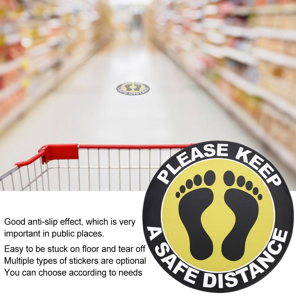 5pcs   Bag Distance Warning Floor Sticker Decal Safety Distance Sign for Store HospitalXG008