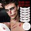 Temporary Stickers for Halloween, Scary Wound Effect Fake Tattoos for Face & Body, 6 Sheets of Scar & Cut Tattoos for Halloween Costume Decoration