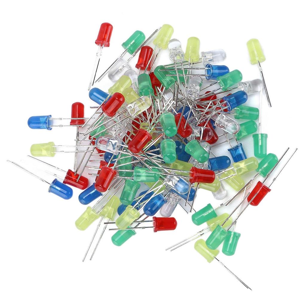 100Pcs LED Light Diodes 3mm/5mm Variety Colors NonToxic Energy Saving Diodes Kit for DIY Decoration(5mm )