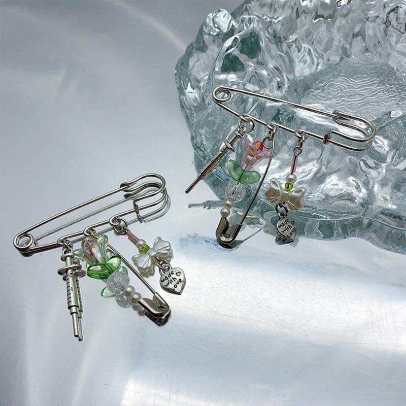 Fashion Bowknot Flower Brooch Cardigan Collar Brooch Clips Sweater Shawl Clips Waist Pants Extender Safety Pins