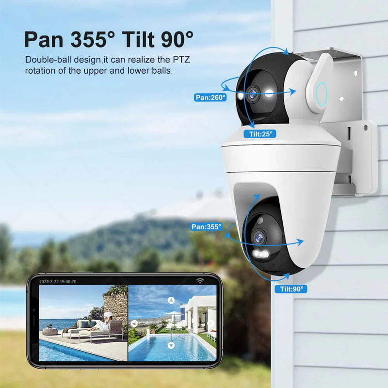 LS VISION 5K 10MP Wifi IP Camera 10X Zoom Dual Lens Outdoor PTZ Security Camera Auto Tracking Smart Home CCTV Cam 360° Video Surveillance