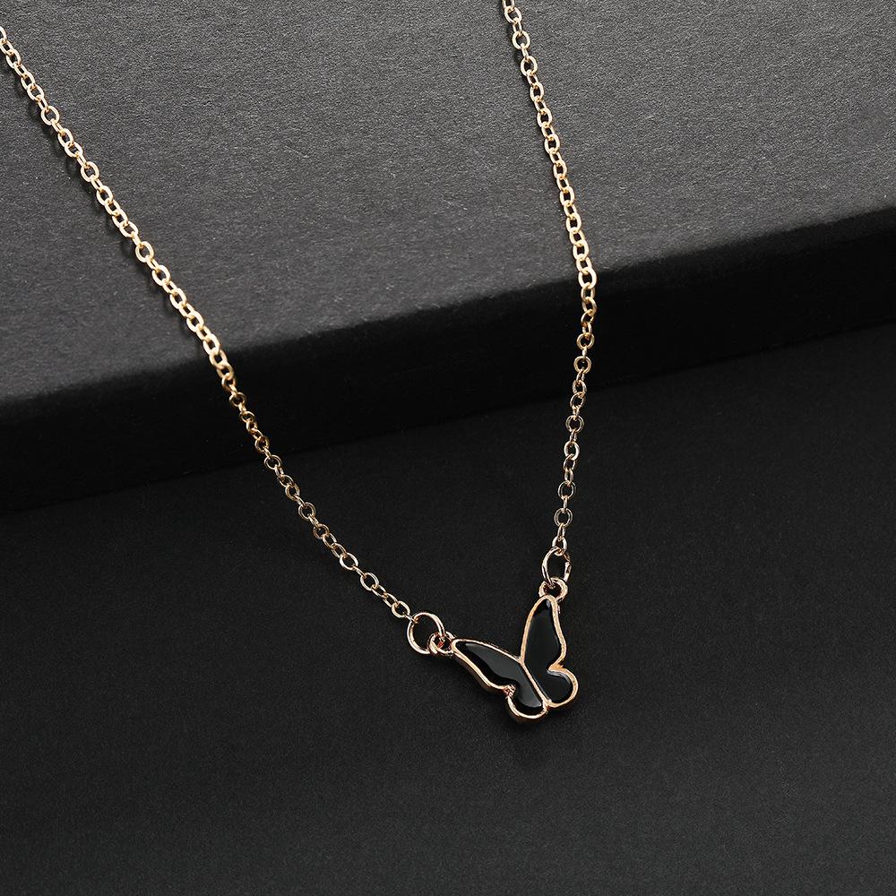 Hot-selling Oil Dripping Small Butterfly Jewelry Women, Fashionable and Simple Butterfly Necklace, Bracelet, Stud Earrings, Ring Four-piece Set