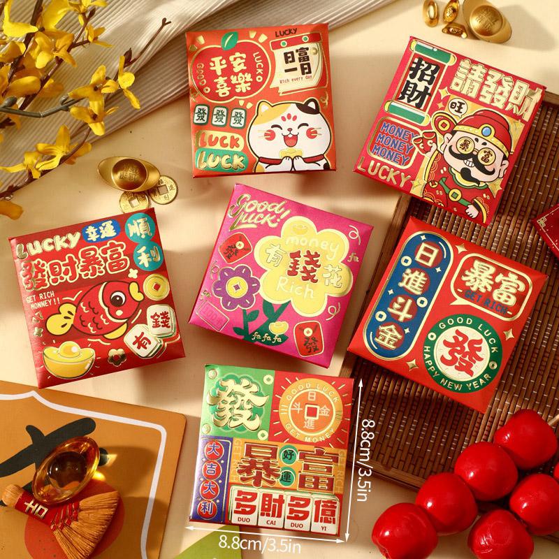 

6pcs Chinese New Year Red Envelopes Cartoon Cute Snake Hongbao Spring Festival Red Packets Wedding Envelope Snake Money Packets