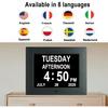 [Upgraded 10 Inch] Digital Day Calendar Clock Auto-Diming & 8 Alarms Options Extra Large Date Time Non-Abbreviations Dementia Impaired Vision Senior