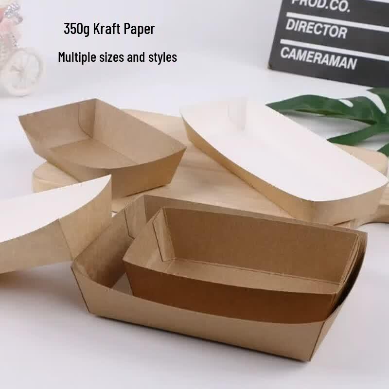Coated Kraft Paper Food Boat Tray with Lid