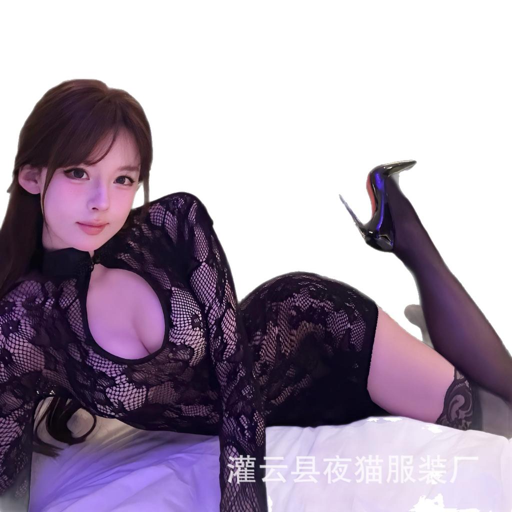 Sexy Underwear New Chinese Sexy Hollow Mesh Coat Perspective Pure Desire Wind Free Super Short Uniform Temptation Suit