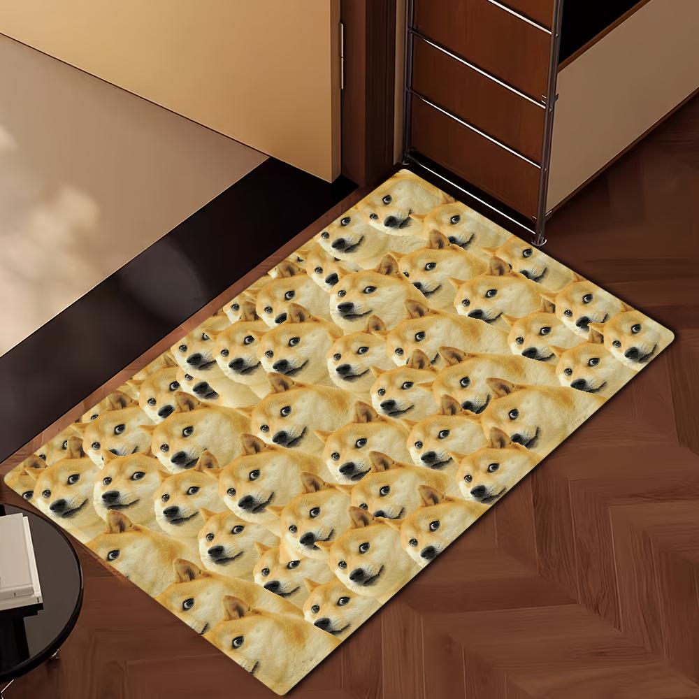 Doge funny Emoticon S-Shiba M-Meme Microfiber Decorative Versatile Flannel Floor Bath Door Mat Quick Dry Absorbent Non-slip Sole