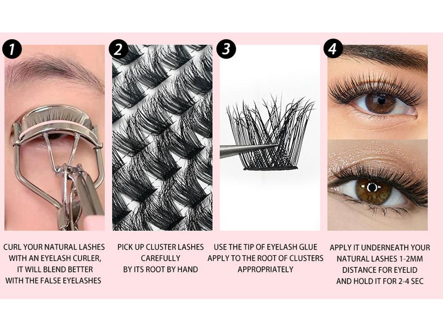 14-Row D Curl Dense False Eyelash Cluster Pack - Mixed Style, Hot Melt Grafted, In Stock