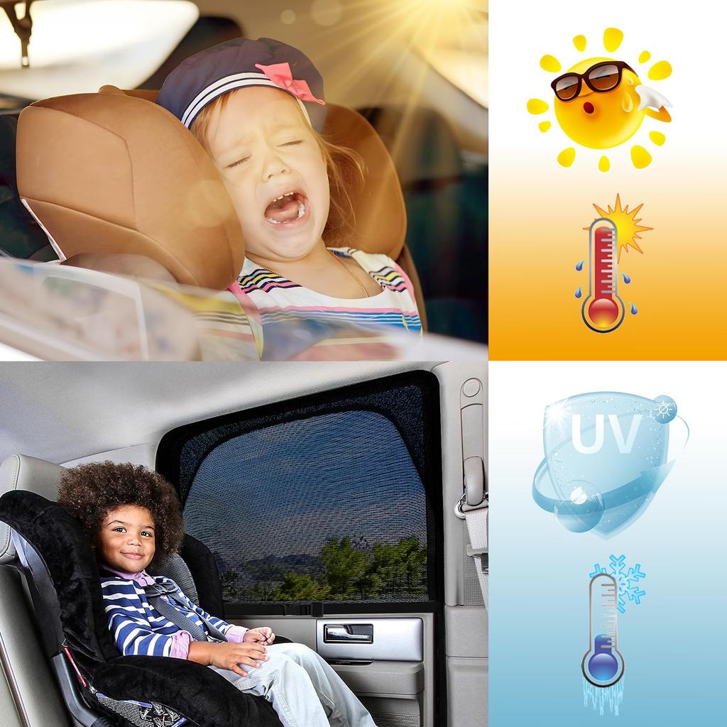 ZATOOTO Car Insect Repellent Insect Light Privacy Screen for Car Camping and UV Front Easy Set of 4 Screen, Breathable, Repellent, Blocking, Naps,