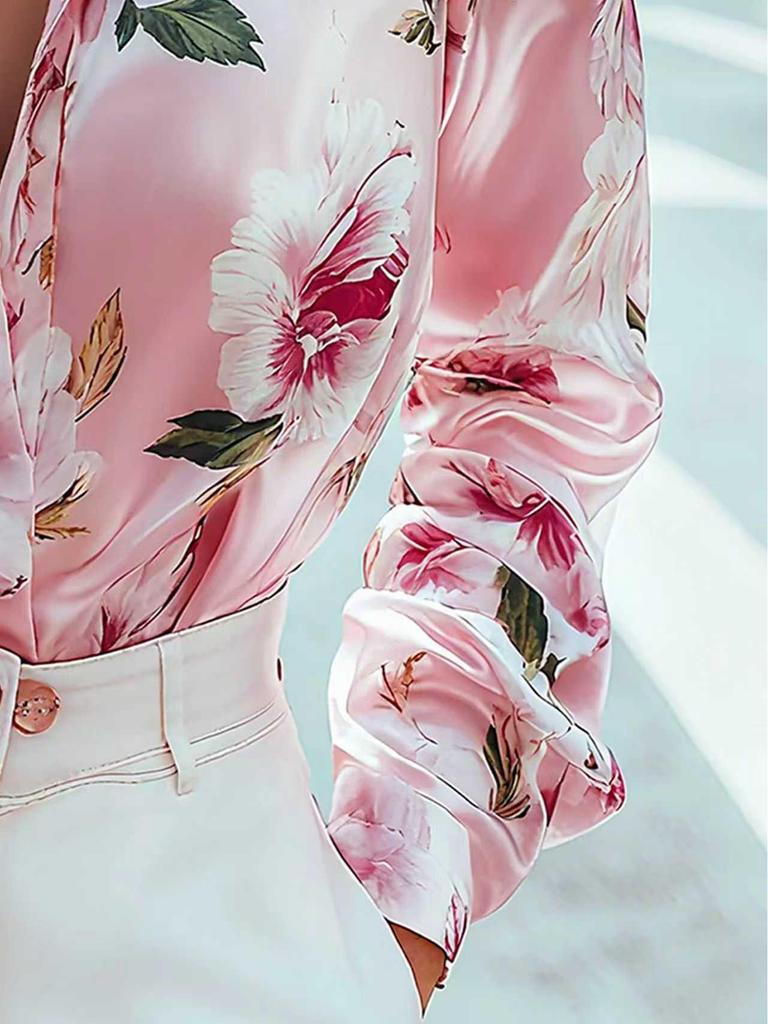 2025 European and American Printed Stand Collar Shirt Cardigan