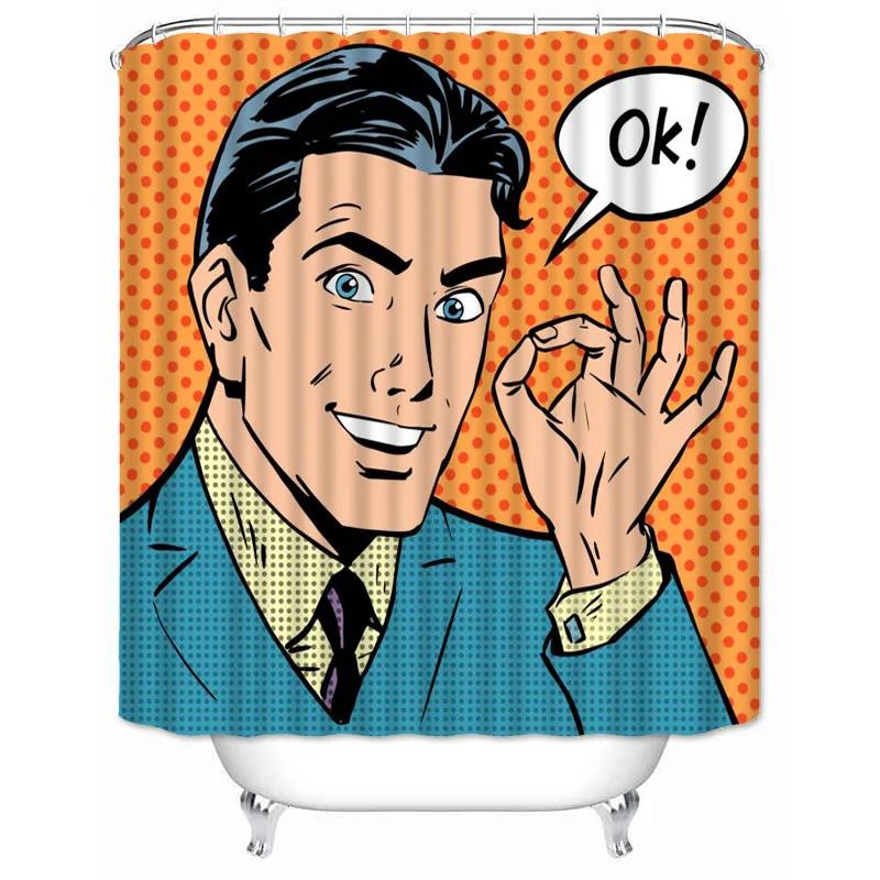 

Comic-Pop-Art Shower Curtain Waterproof Bathroom Decor Polyester Fabric Bath Screen Bathtub Curtains With Hooks Shower Curtains W60H190(CM)-1 Pcs