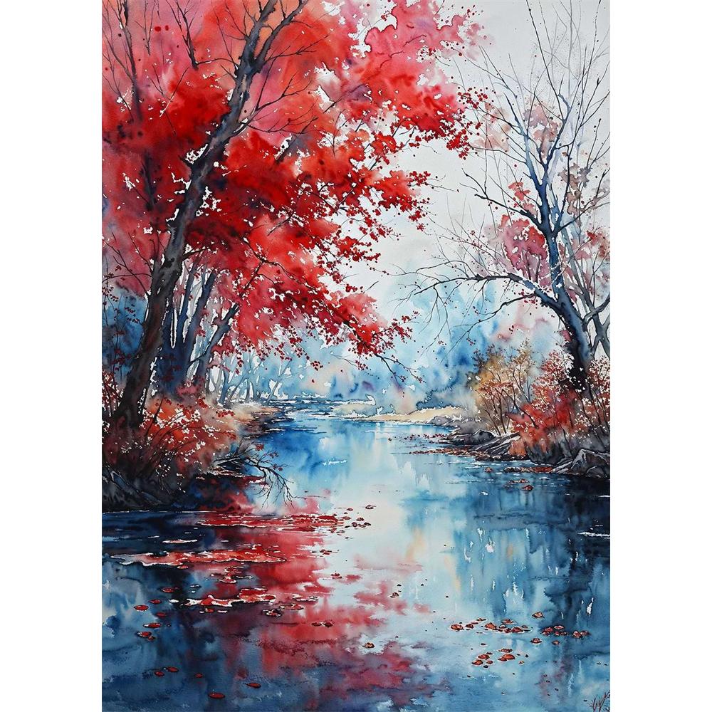 Chinese Four Seasons Landscape Diamond Art Painting Decoration Sailboat Diy Full Rhinestone Mosaic Cross Stitch Kit Gift