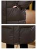 Women's PU Leather Plus Size Mid-Aged Winter Down Jacket 2024 - White Duck Down Thick Long Coat