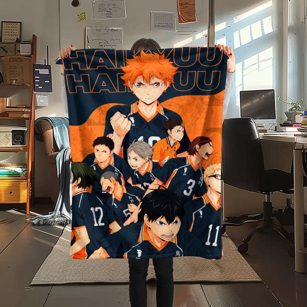 1 ks Haikyu!! Flanelová deka s anime potiskem, Vysoce kvalitní, Pohodlná pro všechna roční období, Domácí dekorace, Teplo a pohodlí, Perfektní pro vánoční dárky 53