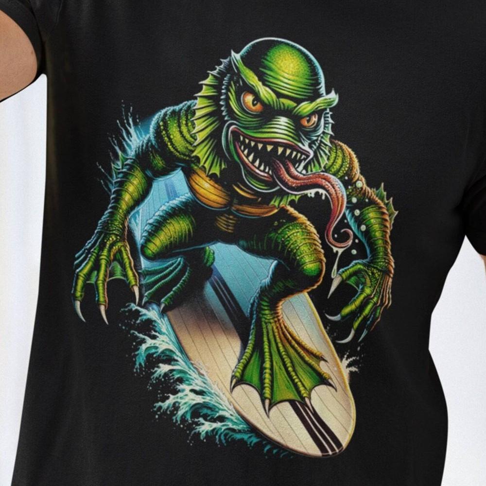 

The Creature from The Black Lagoon Shirt Gill Man Surfer T Shirt Cool Surf Unisex T-Shirt S