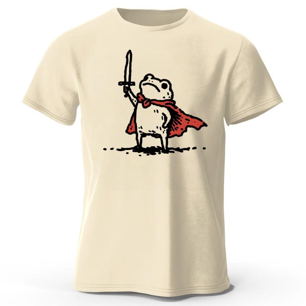2026 New Mens Frog Warrior Pure Cotton Tshirt Printed Large Womens Pure Cotton Tshirt Casual Street Photography Clothing S