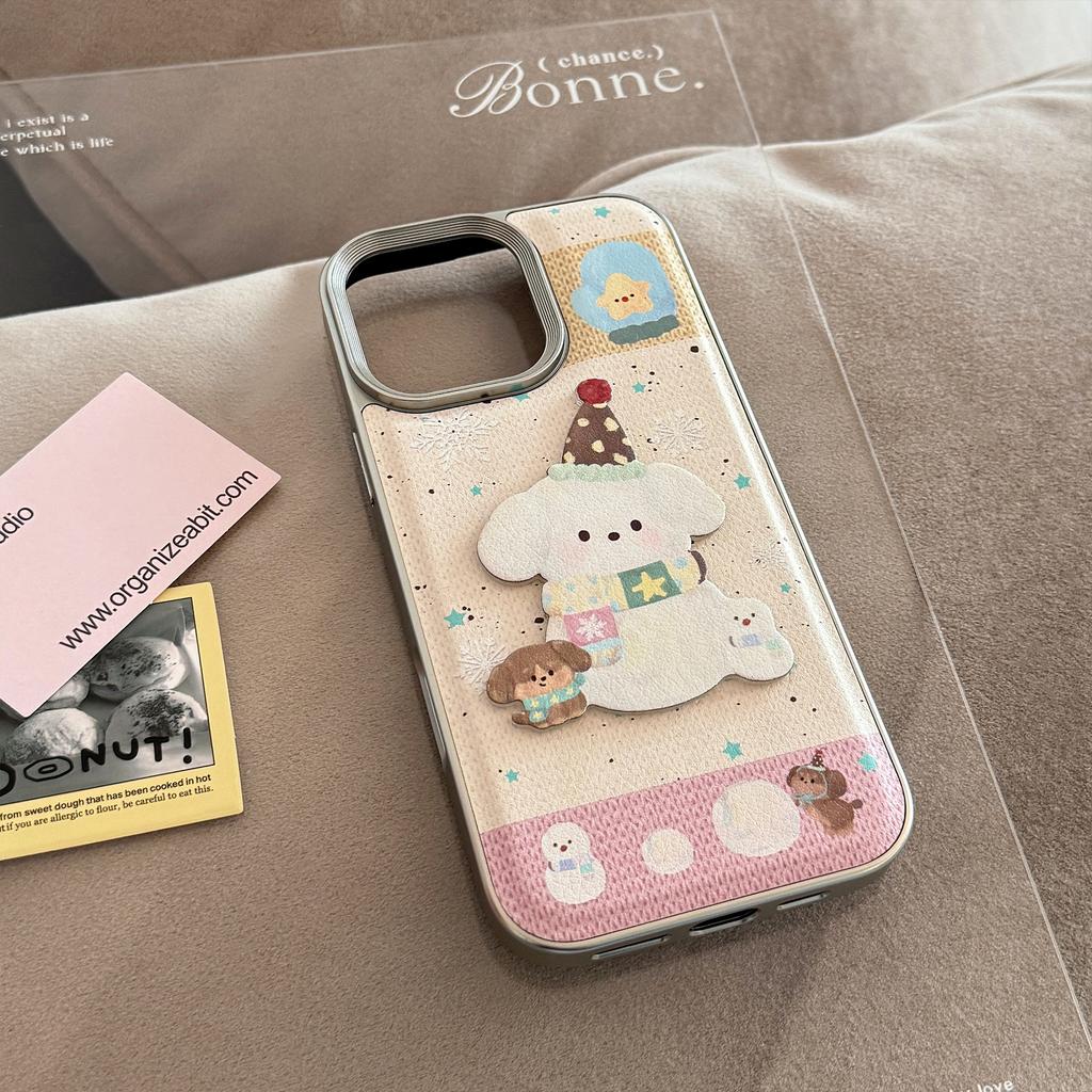 Sweet Girl Puppy Apple 16 Mobile Phone Case 14pro Max Leather Three Dimensional Suitable for IPhone 15 Anti Fall 11 Hard