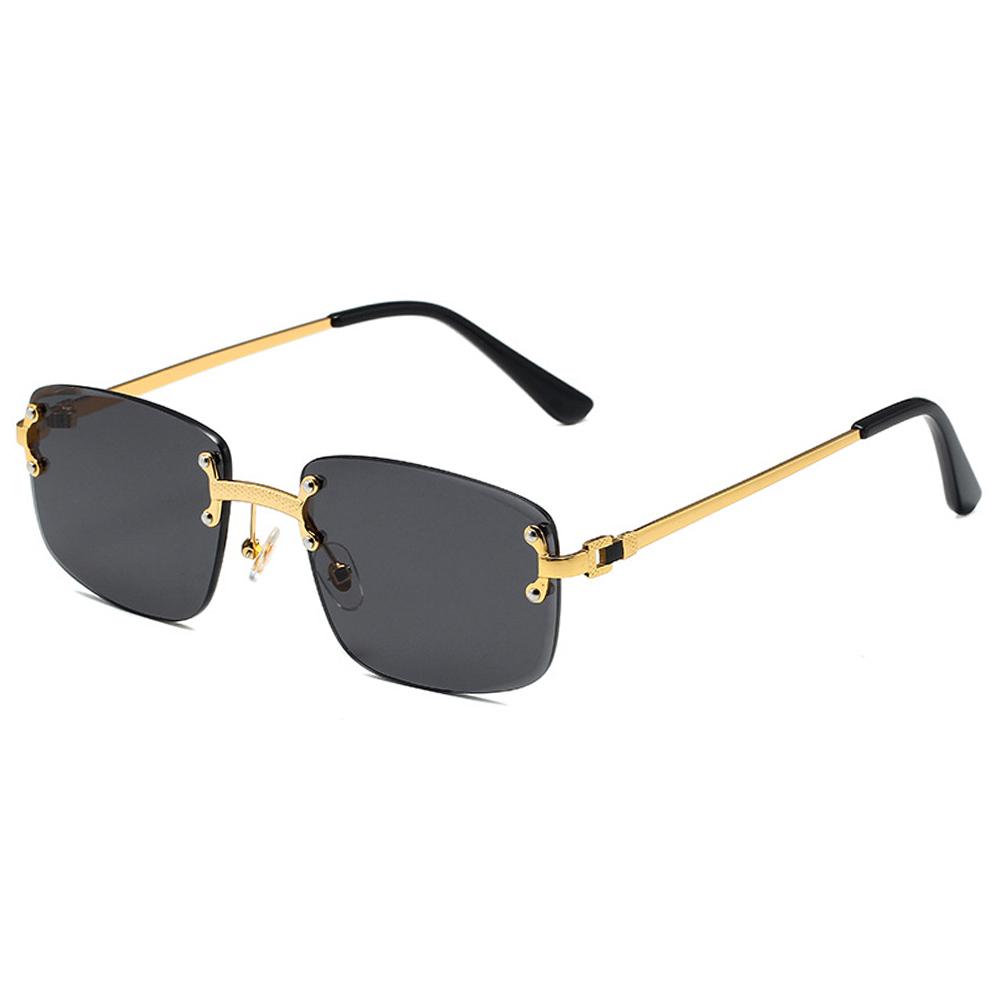 Vintage Fashion Rimless Sunglasses For Women Metal Rectangle Shades Gradient UV400 Summer Traveling Sun Glasses Eyewear