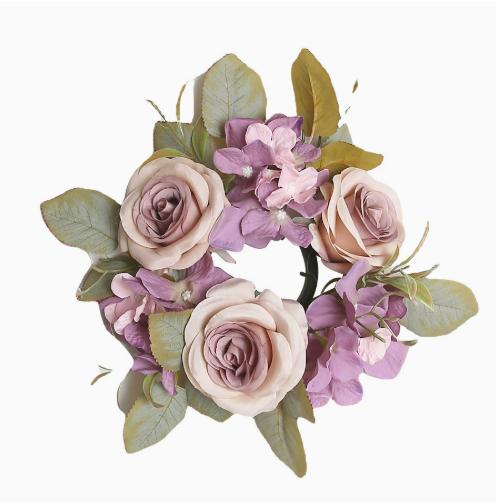 Artificial Rose Hydrangea Candlestick Wreath