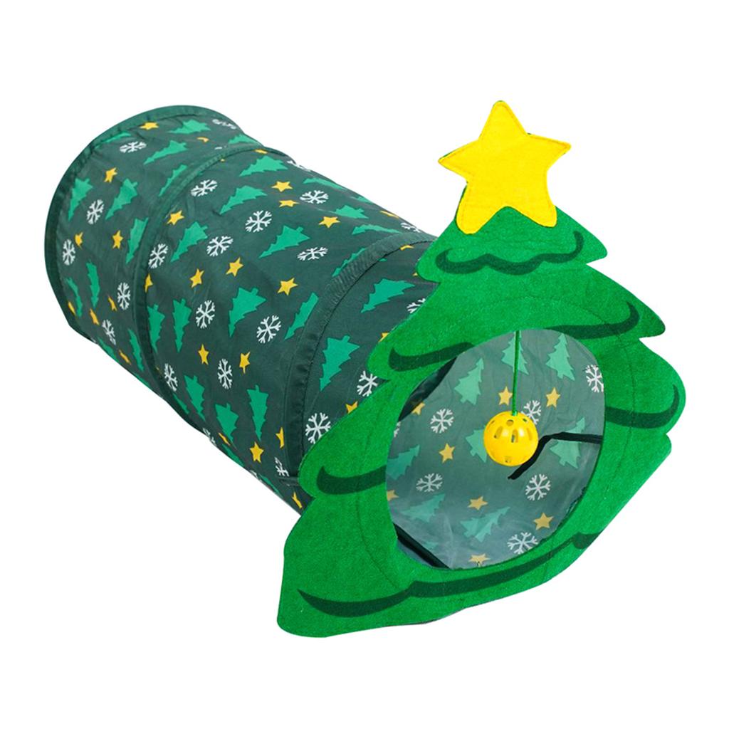 Cat Toy Canes Tunnel Tube Collapsible Spring Rabbit Christmas Tree Tunnel Collapsible Indoor Toy Collapsible