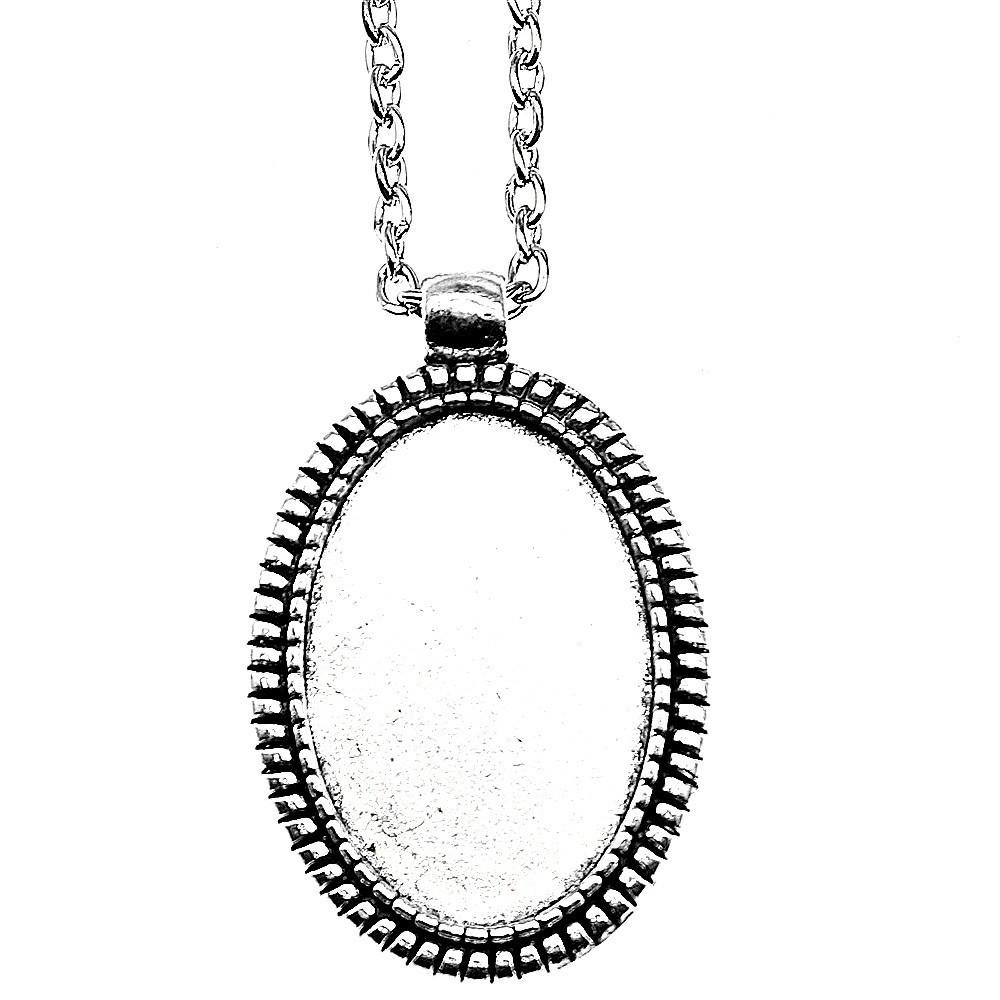 45cm Or 70cm Long Chain Necklace Oval Glass Cabochon Base Setting Tray Minimalist Jewelry Components QN054