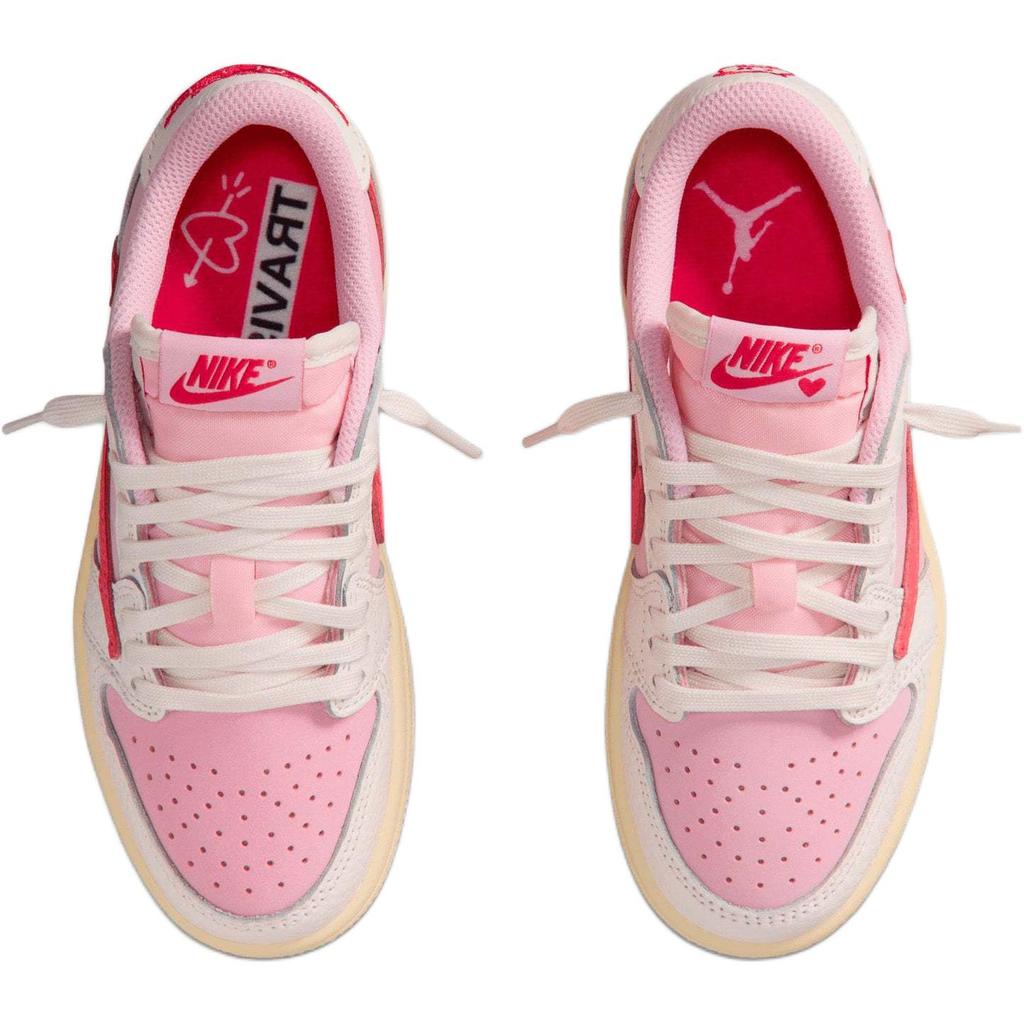 Travis Scott x Air Jordan 1 Retro Low OG PS Sail Rosa Tropicale Scarpe da Ginnastica per Bambini Rosa Tropicale-Rosa Timido-Rosa Muslin IQ7605-101