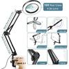 10X Magnifying Glass with Light and Clamp, Veemagni 3 Color Modes Stepless Dimmable Real Glass LED Lighted Magnifier, Adjustable Swing Arm Desk Lamp