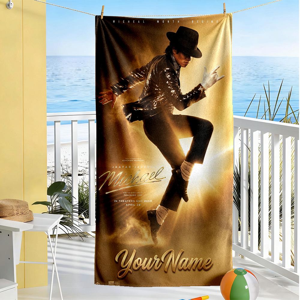 Michael Jackson Customized Name Beach Towel Super Soft & Absorbent Suitable for Swimming Gym Camping Yoga Vacation