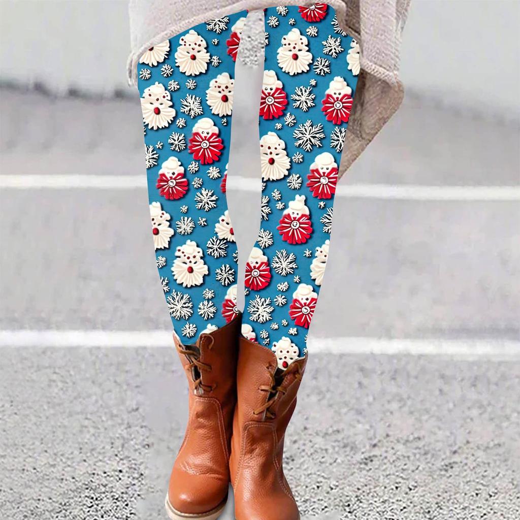 Damenhose mit Weihnachtsdruck, dehnbare, weiche Hose, lässige Schlafhose für zu Hause