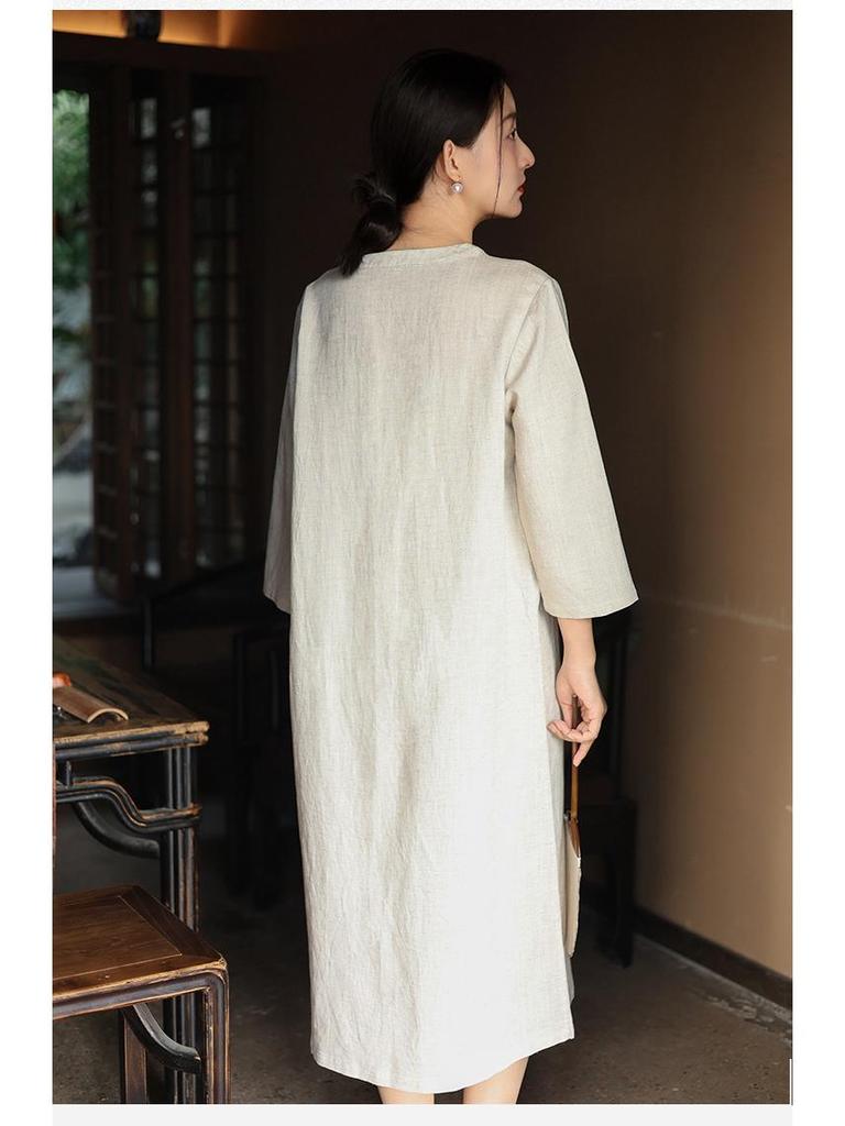Lu & Andy Spring New Women’s Elegant Linen Slit Dress