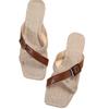 Slippers Women's New Women's Shoes Summer Square Head Cool Slippers Women's Outer Wear Square Buckle Flat Bottom Comfortable Slippers