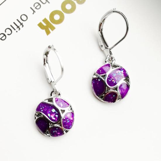 Fashion Women Faux Opal Round Soccer Dangle Leverback Earrings Jewelry Gift