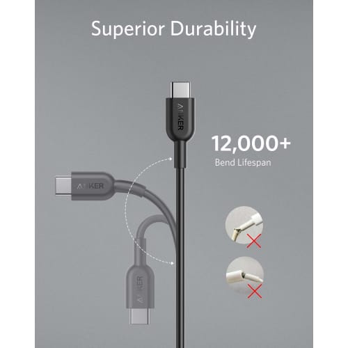 Anker PowerLine II USB-C & USB-C 2.0 Cable (1.8m Black) [USB-IF Certified/Ultra Durable/PD Compatible] Galaxy S10 / S10+ / S9 / S9+, iPad Pro (2018, 1