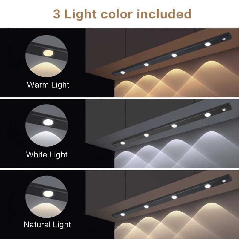 Motion-Activated LED Cabinet Light - Ultra Thin, Wireless, USB Rechargeable, Dimmable with Tricolor Settings for Kitchen, Bedroom, and Wardrobe
