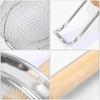 Wooden Handle Pasta Basket Strainer Stainless Steel Noodle Dumplings Mesh Basket  Kitchen Gadgets