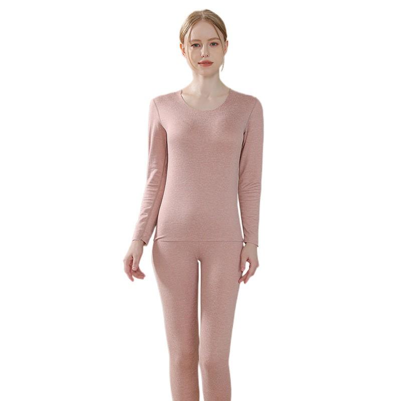 Womens Warm Thermal Underwear Set Soft Cashmere Silk Blend Fleece-Lined Long Sleeve Top Pants Cold Weather