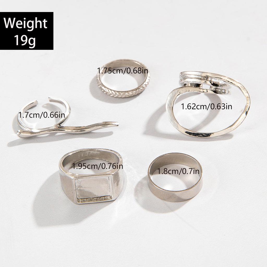 Fashionable irregular geometric openwork ring set design sense peach heart butterfly opening ring for women