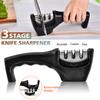 Multi-function Knife Sharpener Handheld 3 Stages Type Quick Sharpening Tool With Non-slip Base Kitchen Knives Accessories