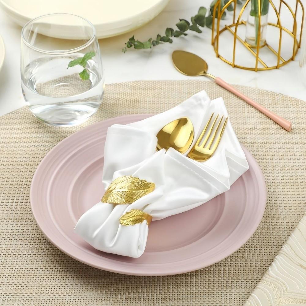 Metal Napkin Ring Buckles Gold Leaf Dinning Table Decoration  for Wedding Birthday Party