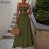 ZANZEA Women Summer Casual Off Shoulder Tube Top Long Dress