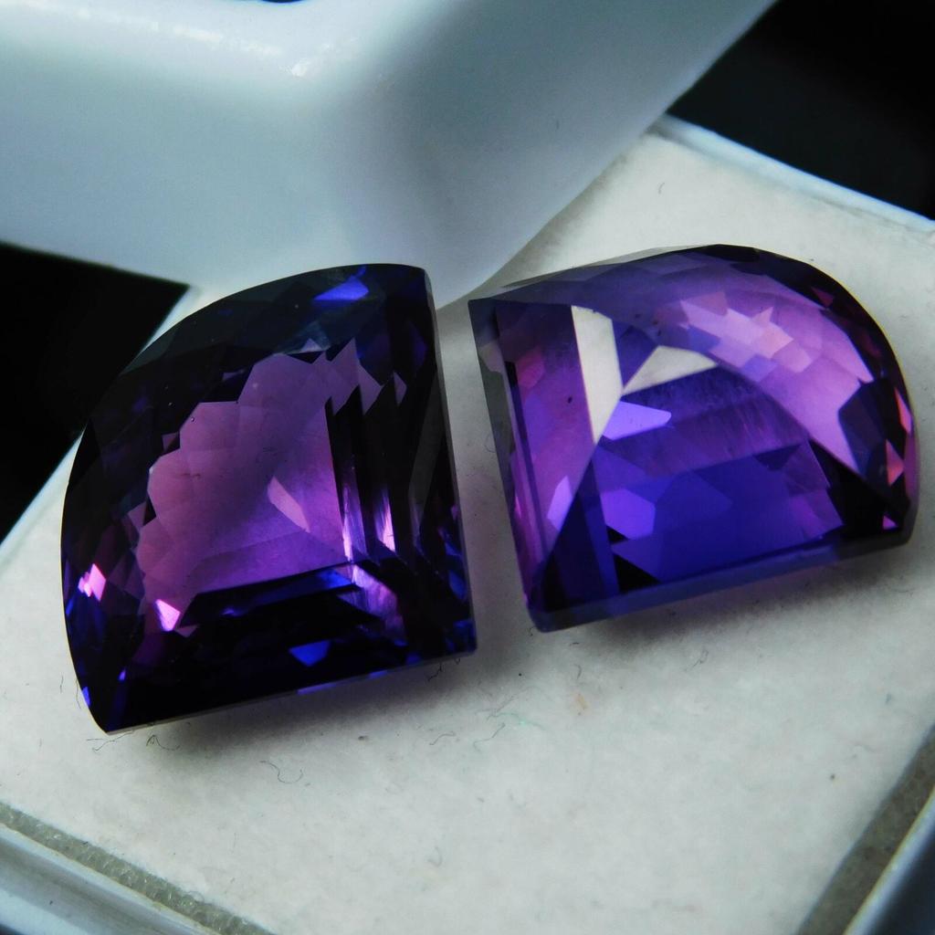 16 Ct Natural PURPLE Tanzanite CERTIFIED Fancy Cut Pair Loose Gemstone
