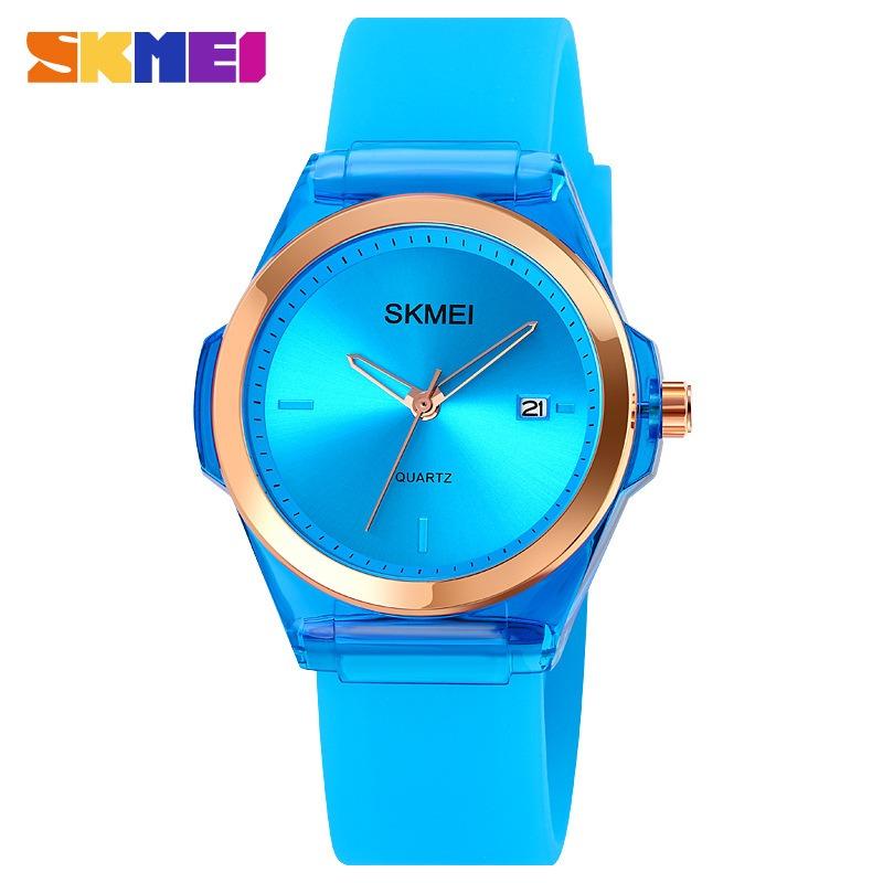 Fashion Casual Silicone Student Watch Simple Transparent Case with Ladies Quartz Watch
